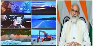 Prime Minister Narendra Modi launches submarine cable connectivity to Andaman & Nicobar Islands, through video conferencing, in New Delhi on August 10, 2020