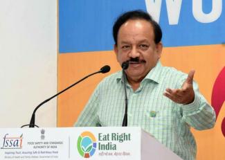 Union Minister for Health & Family Welfare, Science & Technology and Earth Sciences, Dr. Harsh Vardhan addressing the gathering, at the World Food Day 2019 celebrations, organised by the FSSAI, in New Delhi on October 16, 2019