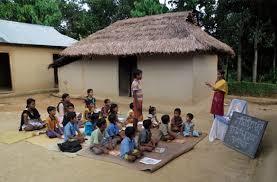 A typical school running outside a village hut