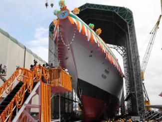 The INS ‘Nilgiri’, the first of Indian Navy’s seven new stealth frigates, launched in Mumbai on September 28, 2019