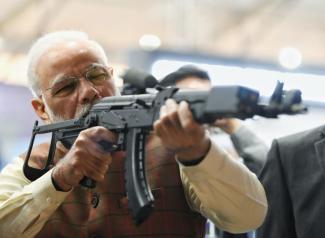 Prime Minister, Narendra Modi visiting the Pavilions of the 11th edition of DefExpo2020, at Lucknow, in Uttar Pradesh on February 05, 2020