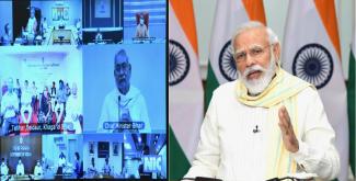 Prime Minister, Narendra Modi addressing at the launch of the Garib Kalyan Rojgar Abhiyaan through Video-Conferencing, in New Delhi on June 20, 2020