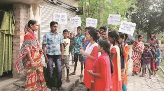 Children of Ajker Surjya raise awareness as well as keep a strict vigil.