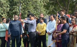 HRD Minsiter, Dr. Ramesh Pokhriyal ‘Nishank’ along with MoS for Youth Affairs & Sports (IC) and Minority Affairs, Kiren Rijiju at the launch of the FIT India School Rating System