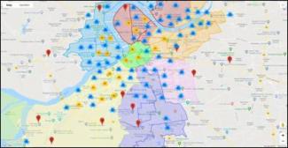 Map view of home quarantined individuals in Surat